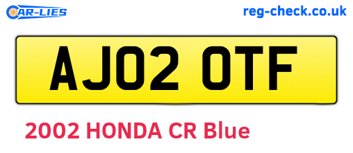 AJ02OTF are the vehicle registration plates.