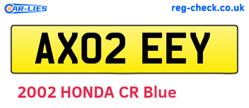 AX02EEY are the vehicle registration plates.