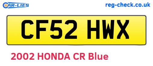 CF52HWX are the vehicle registration plates.