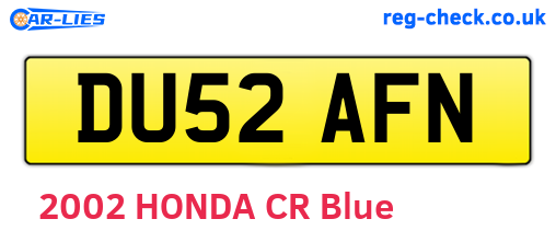 DU52AFN are the vehicle registration plates.