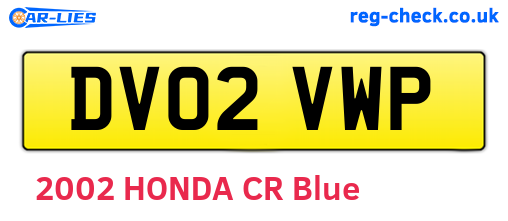 DV02VWP are the vehicle registration plates.