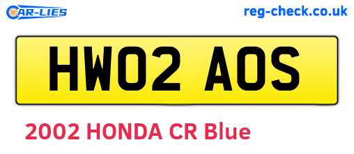 HW02AOS are the vehicle registration plates.