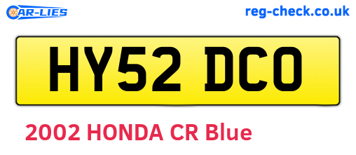 HY52DCO are the vehicle registration plates.