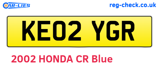 KE02YGR are the vehicle registration plates.