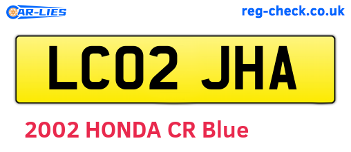 LC02JHA are the vehicle registration plates.