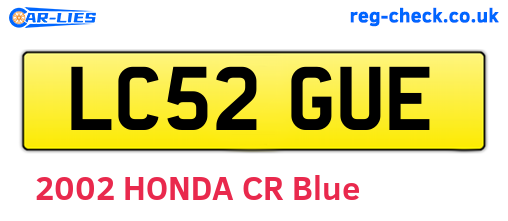 LC52GUE are the vehicle registration plates.