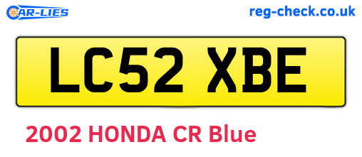 LC52XBE are the vehicle registration plates.