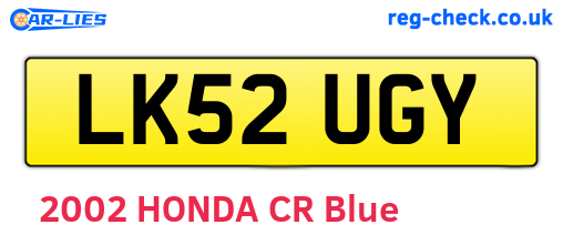 LK52UGY are the vehicle registration plates.