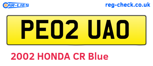 PE02UAO are the vehicle registration plates.