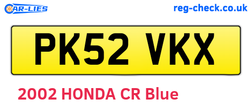 PK52VKX are the vehicle registration plates.