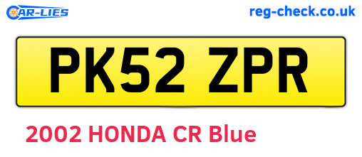 PK52ZPR are the vehicle registration plates.