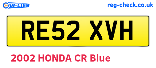 RE52XVH are the vehicle registration plates.