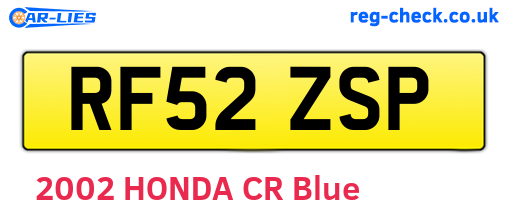 RF52ZSP are the vehicle registration plates.