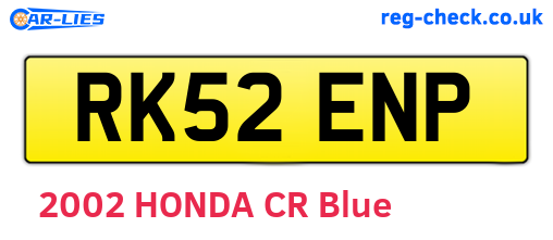 RK52ENP are the vehicle registration plates.