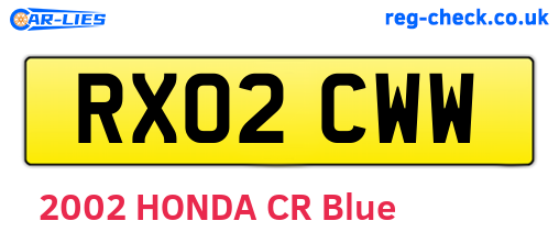 RX02CWW are the vehicle registration plates.