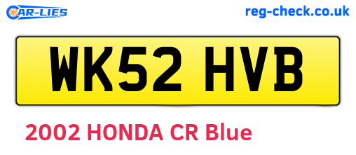 WK52HVB are the vehicle registration plates.