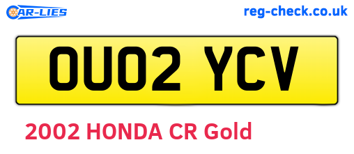 OU02YCV are the vehicle registration plates.