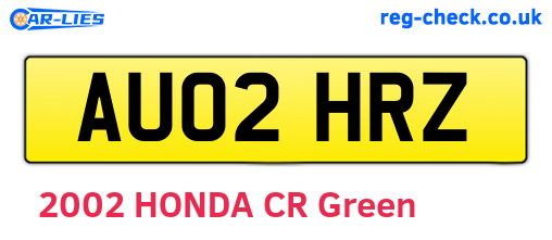 AU02HRZ are the vehicle registration plates.