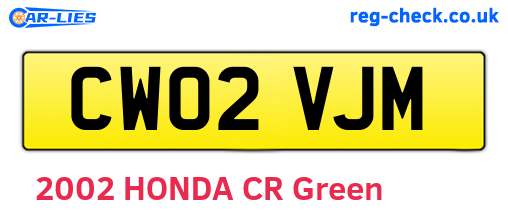CW02VJM are the vehicle registration plates.