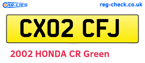 CX02CFJ are the vehicle registration plates.