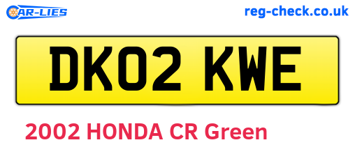 DK02KWE are the vehicle registration plates.