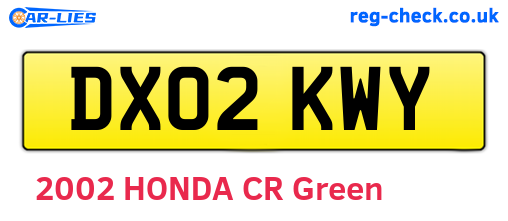 DX02KWY are the vehicle registration plates.