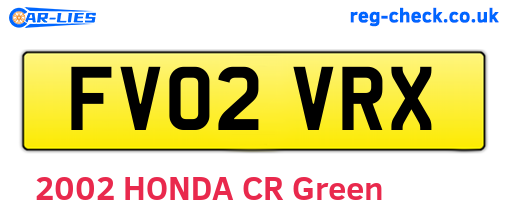 FV02VRX are the vehicle registration plates.