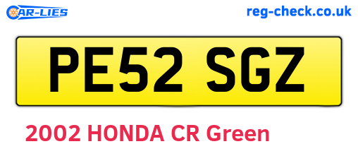 PE52SGZ are the vehicle registration plates.