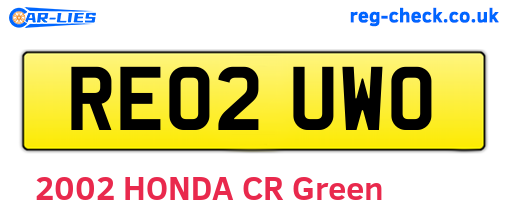 RE02UWO are the vehicle registration plates.