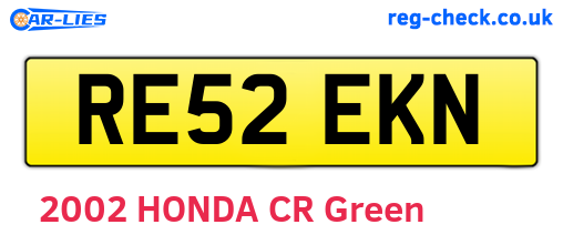 RE52EKN are the vehicle registration plates.