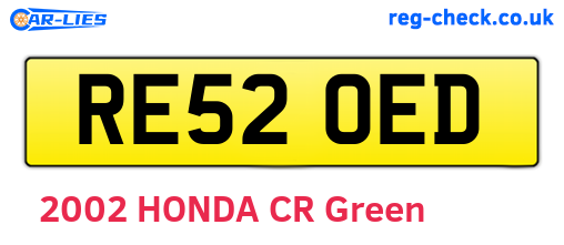 RE52OED are the vehicle registration plates.