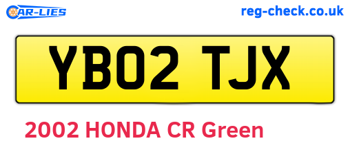 YB02TJX are the vehicle registration plates.