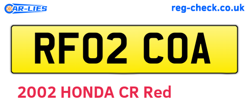 RF02COA are the vehicle registration plates.