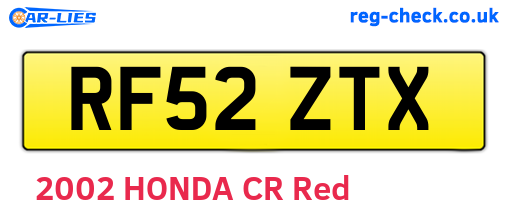 RF52ZTX are the vehicle registration plates.