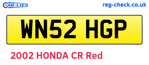 WN52HGP are the vehicle registration plates.