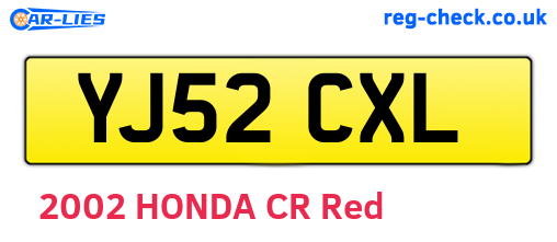 YJ52CXL are the vehicle registration plates.