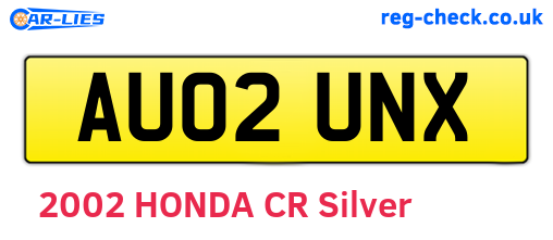AU02UNX are the vehicle registration plates.