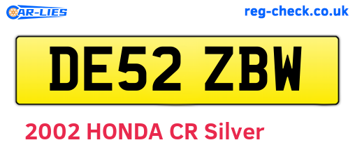 DE52ZBW are the vehicle registration plates.