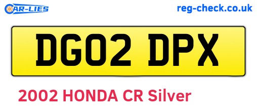 DG02DPX are the vehicle registration plates.