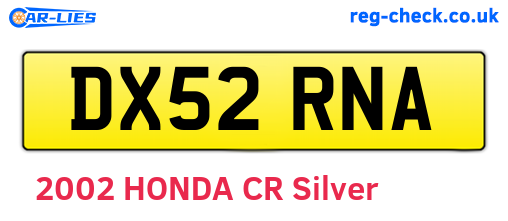 DX52RNA are the vehicle registration plates.