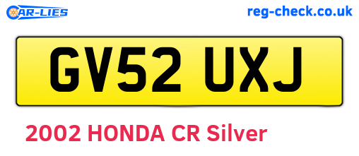 GV52UXJ are the vehicle registration plates.