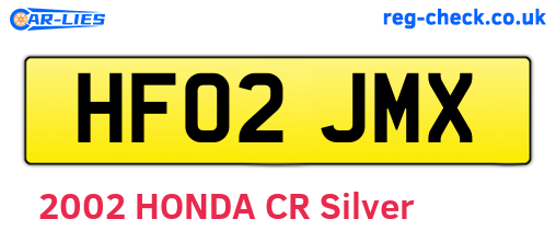HF02JMX are the vehicle registration plates.