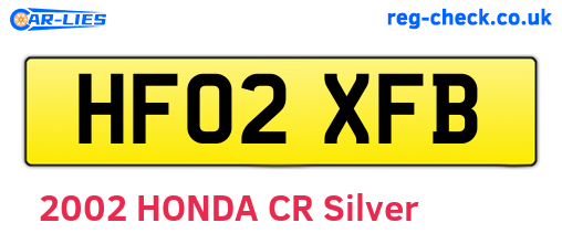HF02XFB are the vehicle registration plates.