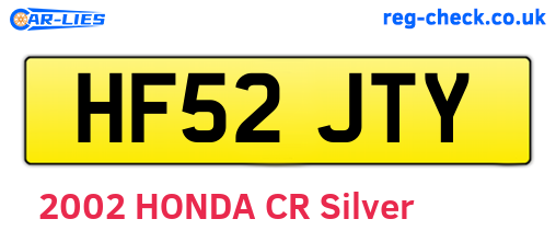 HF52JTY are the vehicle registration plates.