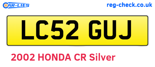 LC52GUJ are the vehicle registration plates.