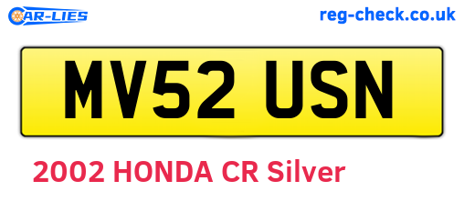 MV52USN are the vehicle registration plates.
