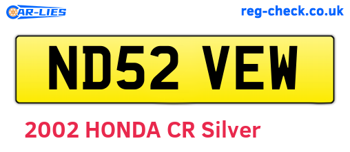 ND52VEW are the vehicle registration plates.