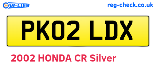 PK02LDX are the vehicle registration plates.