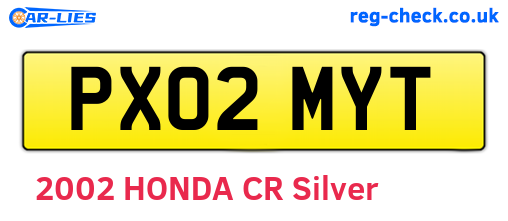 PX02MYT are the vehicle registration plates.