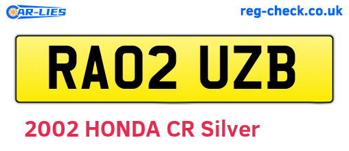 RA02UZB are the vehicle registration plates.